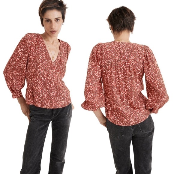 NWT Madewell Kinston Side-Button Wrap Top in Park Picnic Size XXL - Picture 1 of 10